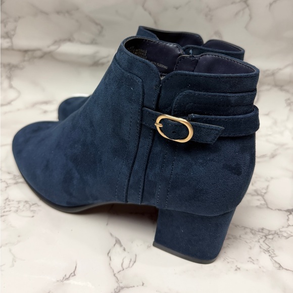 Kim Rogers Navy Ankle Booties with Gold Buckle Women’s US Size 8,5 - Picture 3 of 10